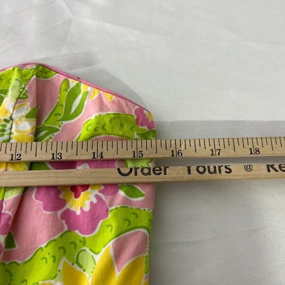 Lilly Pulitzer Women's Size 4 Strapless Dress Alligator Floral Print Pink Green - Picture 10 of 12